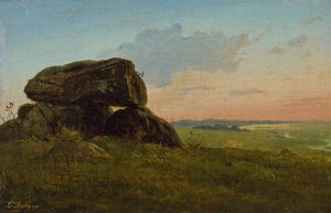 Paisaje vespertino con un dolmen. Estudio.